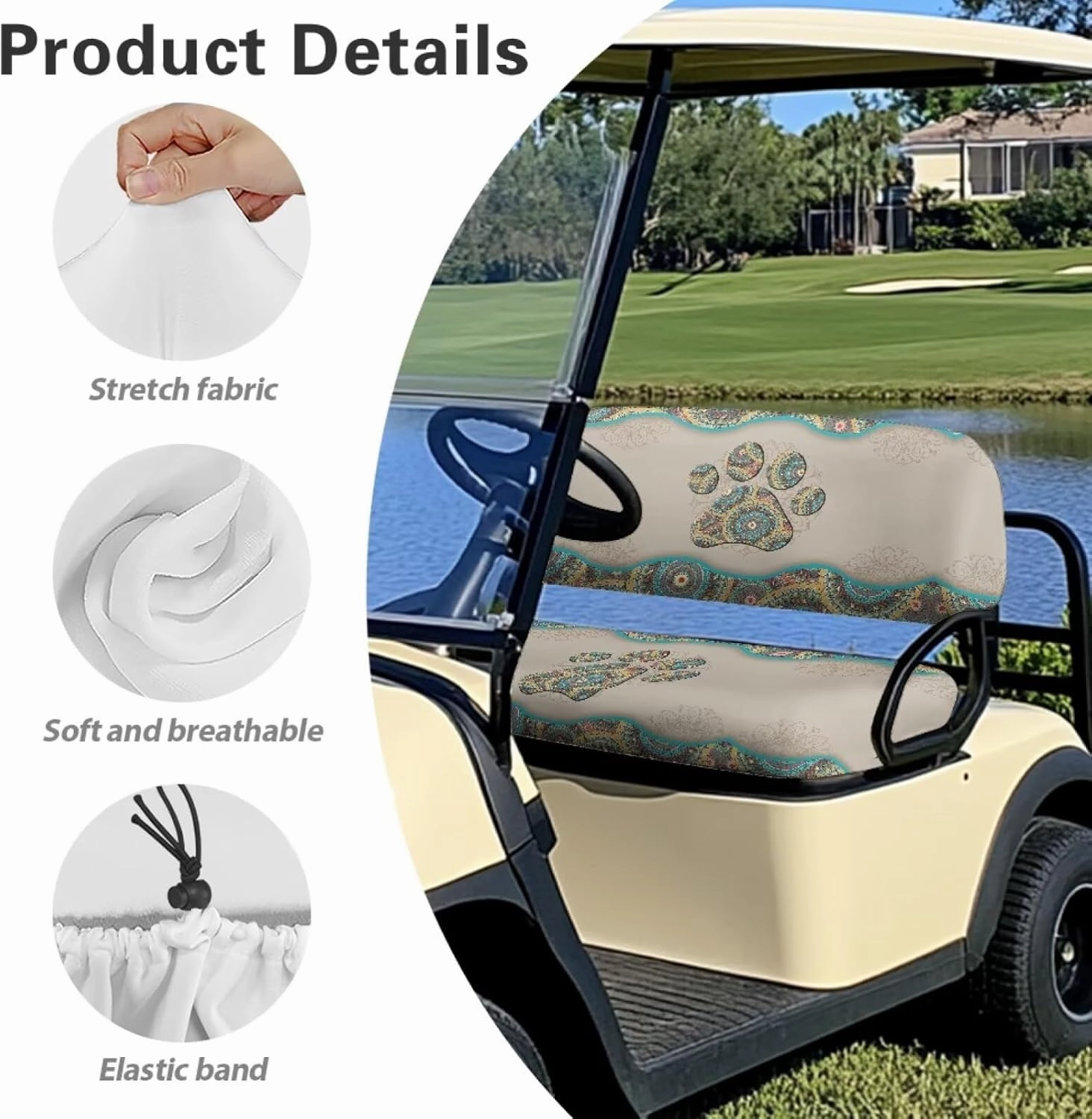 Pensura Golf Cart Seat Covers Funny Anti-Slip Golf Cart Replacement Front Seat Cart Seat Cushion Covers