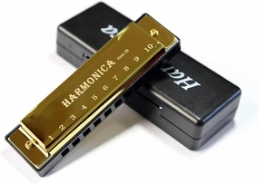 Performance 10 Hole Harmonica Copper Core Resin C Key(Gold)