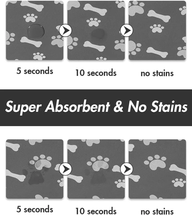 Pet Feeding Mat - Absorbent Food and Water Mat for Dogs - Quick Dry No Stains Placemat for Messy Drinkers - 23"X34" Dark Grey