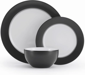 Pfaltzgraff Grayson Charcoal 12 Piece Dinnerware Set, Service for 4