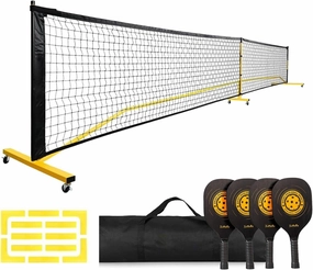 Pickball Set with Net-22FT, Regulation Pickball Set, Portable Ball Game Net System with Carrying Bag Pickball Set with net for Driveway, Indoor, Outdoor, Home