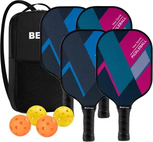 Pickleball Paddles, USAPA Standard Fiberglass Surface Pickleball Paddles Set of 2 or 4 Rackets, Pickleball Set with 4 Pickleball Balls &1 Pickleball Bag, Pickle Ball Paddle Set for Men, Women