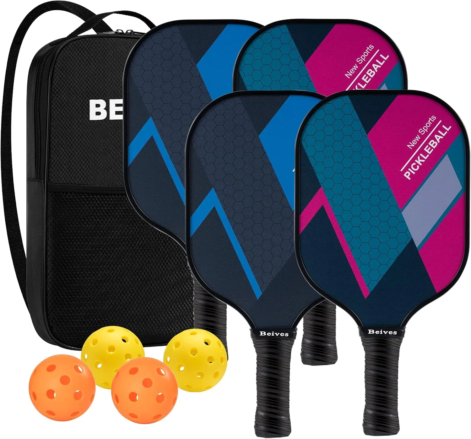 Pickleball Paddles, USAPA Standard Fiberglass Surface Pickleball Paddles Set of 2 or 4 Rackets, Pickleball Set with 4 Pickleball Balls &1 Pickleball Bag, Pickle Ball Paddle Set for Men, Women