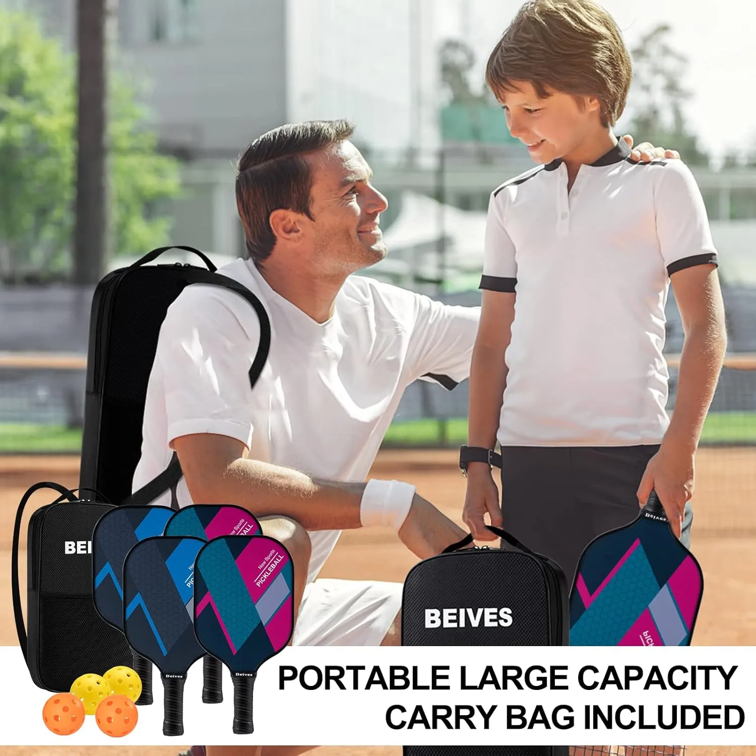 Pickleball Paddles, USAPA Standard Fiberglass Surface Pickleball Paddles Set of 2 or 4 Rackets, Pickleball Set with 4 Pickleball Balls &1 Pickleball Bag, Pickle Ball Paddle Set for Men, Women