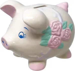 Piggy Bank - Adorable and Collectible Pig Shaped Money Holder - Great Gift for Kids - 4.25' x4.25" x 5"