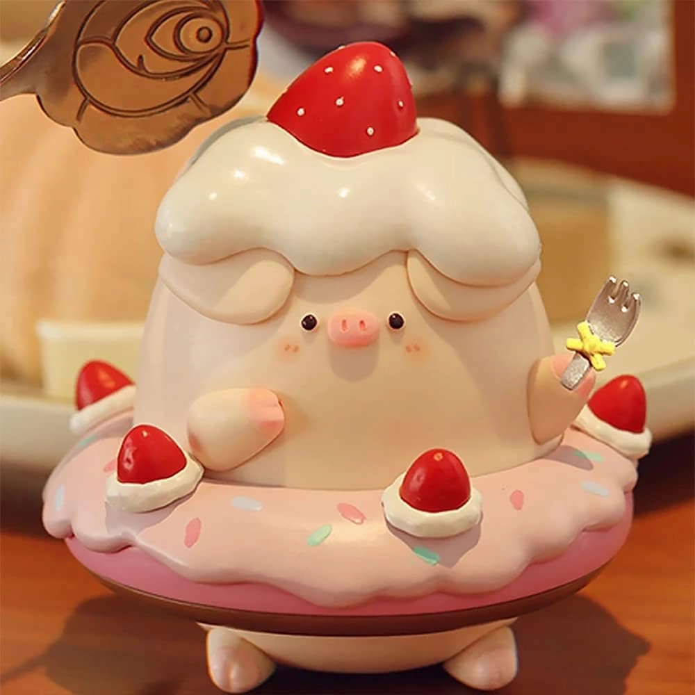 Piko Pig Dessert Series Blind Box Toys for Girls Kawaii Figures Action Cute Model Birthday Gift Guess Blind Bag Random Collection Toys Collectible Desktop Ornaments（2 Pack）