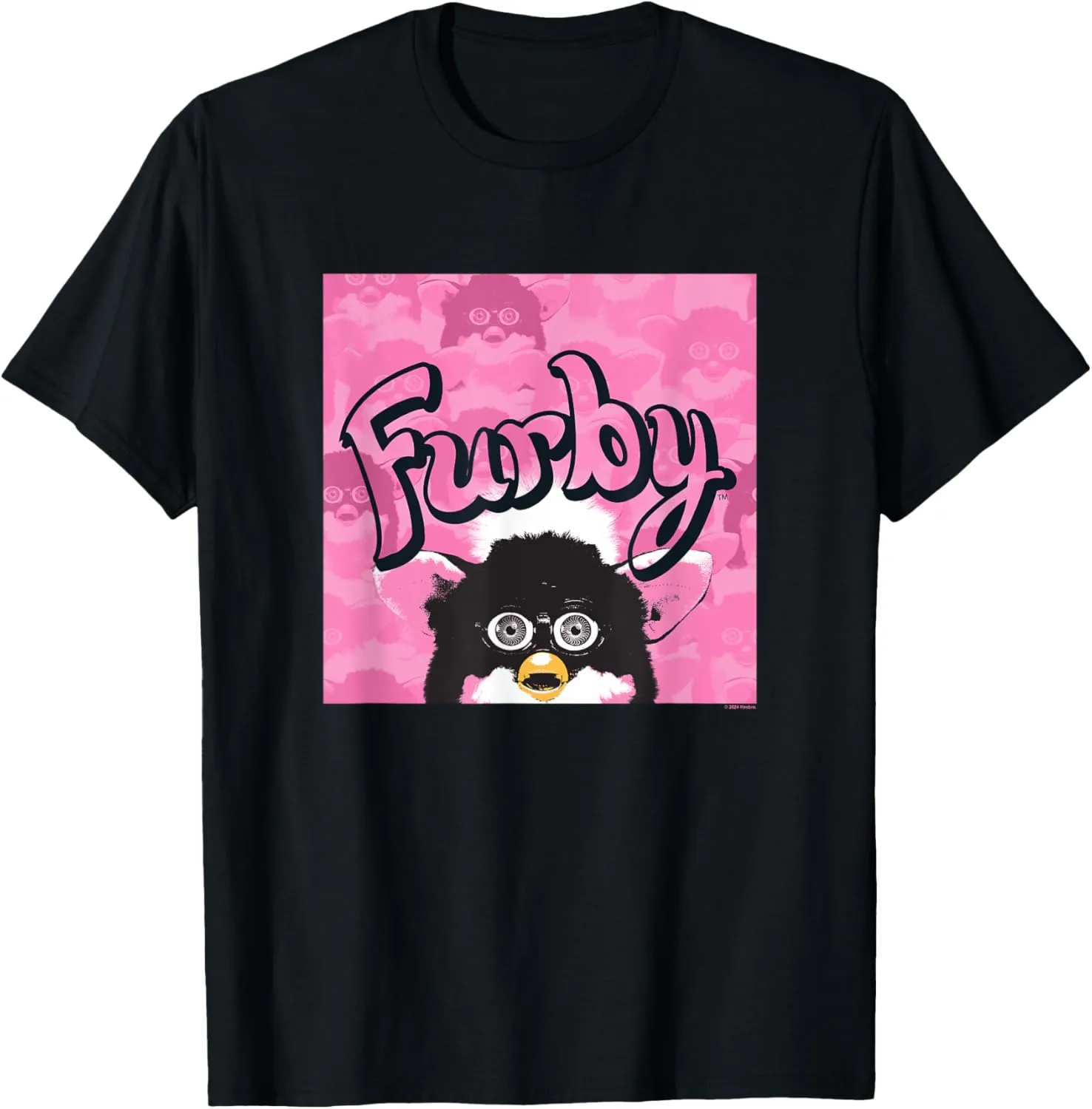 Pink & Black Retro Watercolor Surprise Furby Face T-Shirt