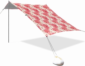 Pink Flower Beach Canopy UPF50 Easy Setup Large Portable Sun Shelter Includes Sand Shovel, Sandbags, Stability Poles for Family Trips, Picnics & Camping