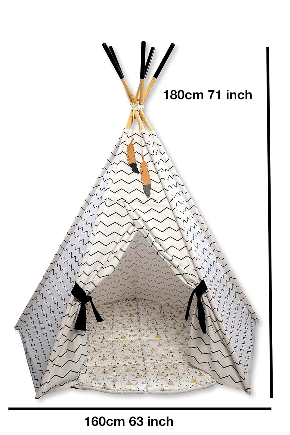 Play Tent for Kid's | Kids Tent with Playhouse | Tent & Mat for Kids | Indoor Play Tent Tepee for Kids | Sleepover Play Tent & Mat | Teepee tents for toddlers | Foldable canvas dream tent (Tepee)