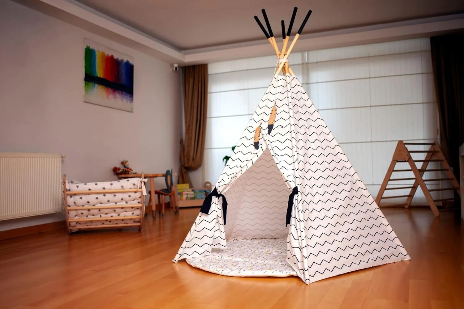 Play Tent for Kid's | Kids Tent with Playhouse | Tent & Mat for Kids | Indoor Play Tent Tepee for Kids | Sleepover Play Tent & Mat | Teepee tents for toddlers | Foldable canvas dream tent (Tepee)