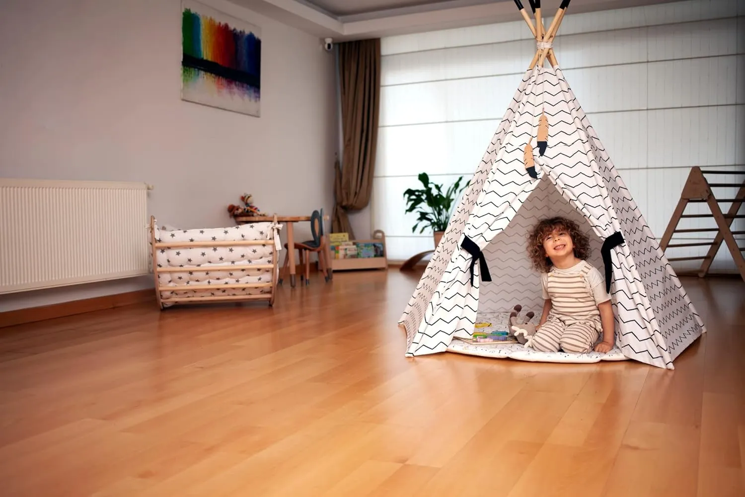 Play Tent for Kid's | Kids Tent with Playhouse | Tent & Mat for Kids | Indoor Play Tent Tepee for Kids | Sleepover Play Tent & Mat | Teepee tents for toddlers | Foldable canvas dream tent (Tepee)