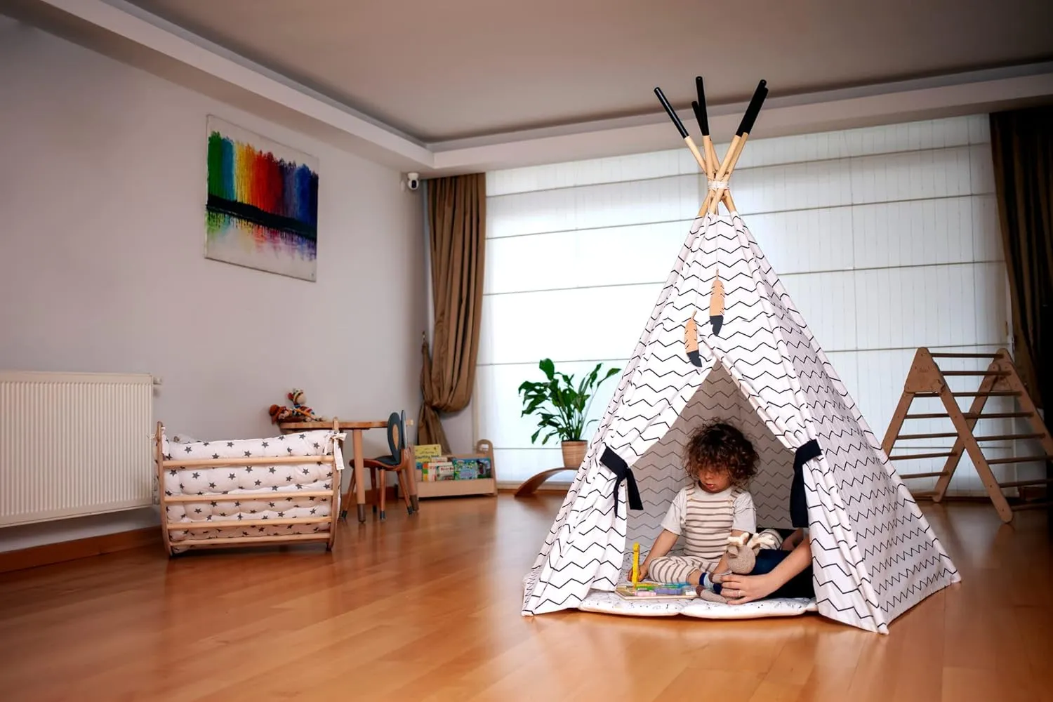 Play Tent for Kid's | Kids Tent with Playhouse | Tent & Mat for Kids | Indoor Play Tent Tepee for Kids | Sleepover Play Tent & Mat | Teepee tents for toddlers | Foldable canvas dream tent (Tepee)