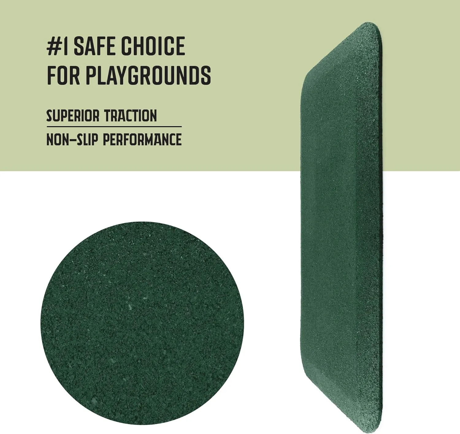 Playsafer Playground Safety Rubber Wearmat for Swingsets and Slides - 1" Thick X 24" W X 40" L (1 Pack, Green)