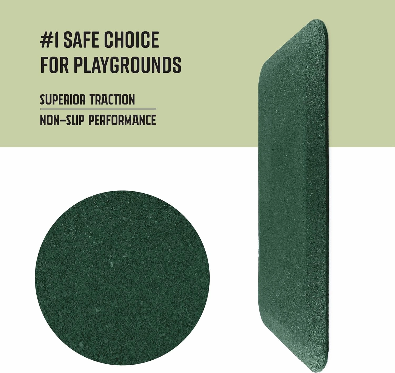 Playsafer Playground Safety Rubber Wearmat for Swingsets and Slides - 1" Thick X 24" W X 40" L (1 Pack, Green)