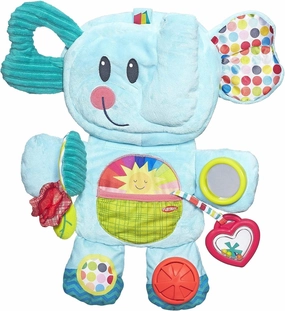 Playskool Fold 'n Go Elephant Stuffed Animal Tummy Time Toy for Babies 3 Months and Up, Blue (Amazon Exclusive)