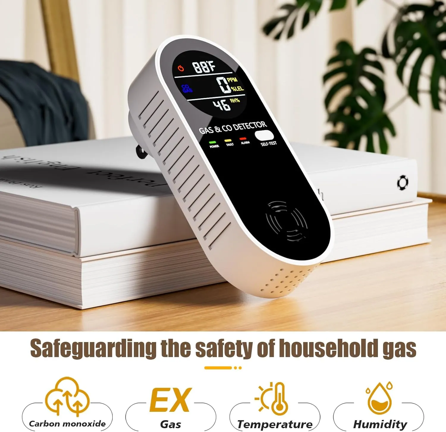 Plug in Natural Gas Detector ＆ Carbon Monoxide Detector LPG CO Methane Combustible Combination Gas Detector Plug and Play for RV Home Travel