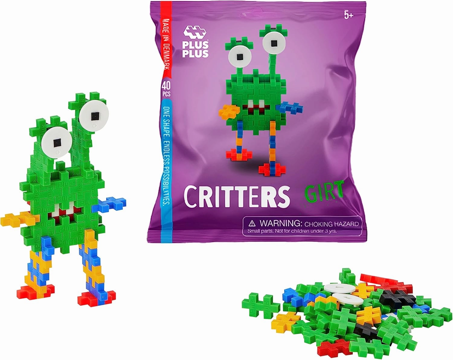 PLUS PLUS Creepy Critter Fun Pack, 3D Puzzle Building Block Set, 160 Mini Interlocking Pieces, Fun Holiday Activities for Kids - Original