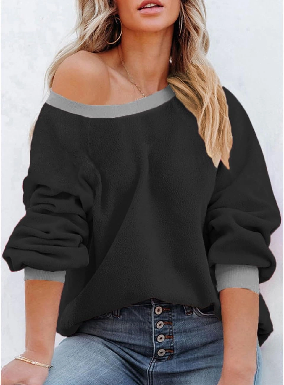 Plus Size Sweatshirts for Women Oversized Colorblock Pullover Tops 1X-5X