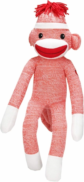 Plushland Adorable Orange Sock Monkey, The Original Traditional Hand Knitted Stuffed Animal Toy Gift-for Kids, Babies, Teens, Girls and Boys Baby Doll Present Puppet 20 Inches
