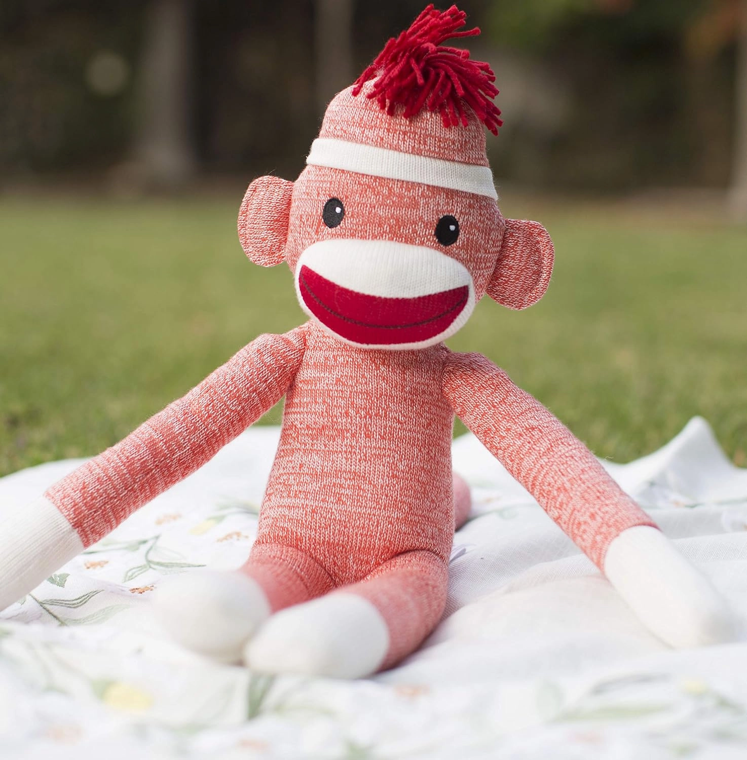 Plushland Adorable Orange Sock Monkey, The Original Traditional Hand Knitted Stuffed Animal Toy Gift-for Kids, Babies, Teens, Girls and Boys Baby Doll Present Puppet 20 Inches