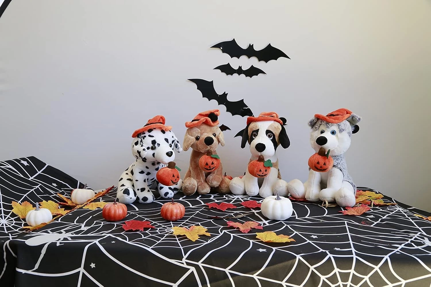Plushland Halloween Pawpals 8 inches Puppy Dog Plush Stuffed Toy Comes with Hat and Halloween Jack O Lantern - Pumpkin for Kids on This Holiday (Halloween Dog Assortment)