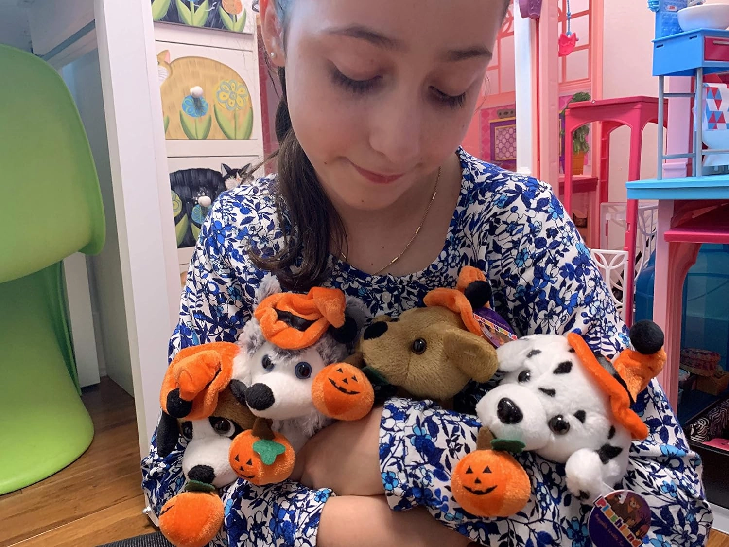 Plushland Halloween Pawpals 8 inches Puppy Dog Plush Stuffed Toy Comes with Hat and Halloween Jack O Lantern - Pumpkin for Kids on This Holiday (Halloween Dog Assortment)
