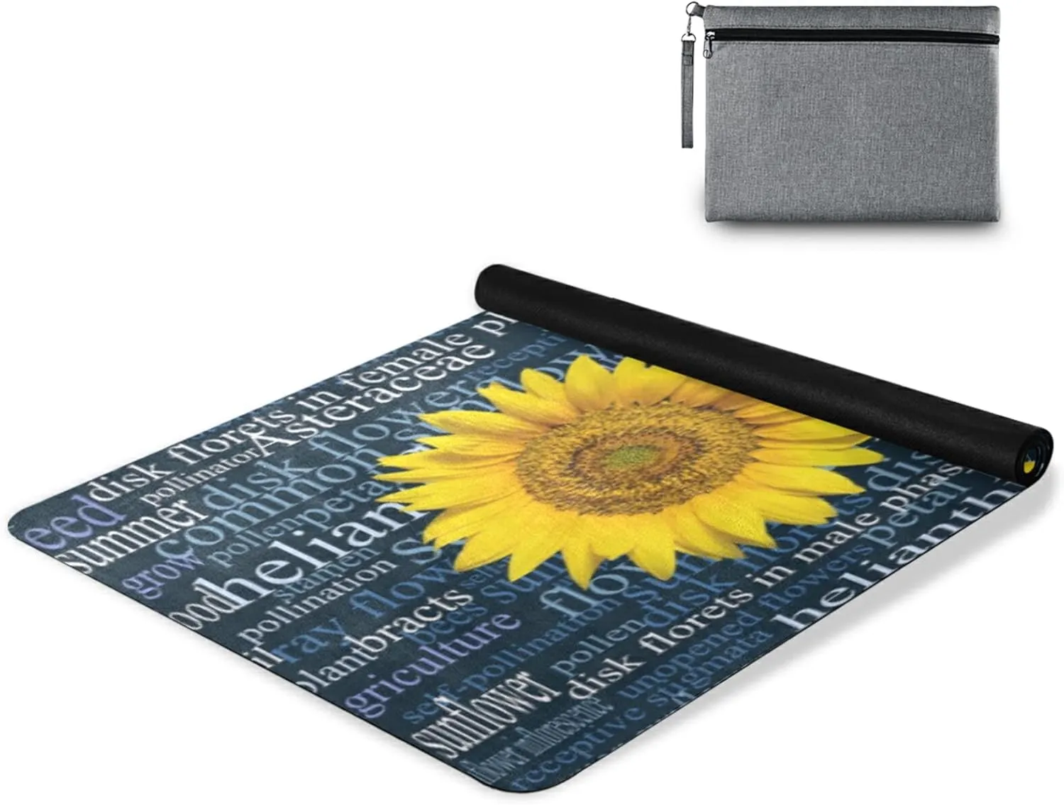Poeticcity 1 mm Thick Non-Slip Rubber Yoga Mat, Durable Folding Workout Mat, Fitness Safe Mat with Bag for Pilates and Floor Exercises