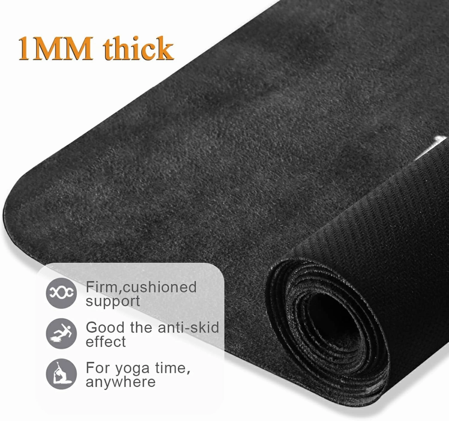 Poeticcity 1 mm Thick Non-Slip Rubber Yoga Mat, Durable Folding Workout Mat, Fitness Safe Mat with Bag for Pilates and Floor Exercises