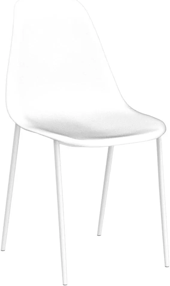 POLY & BARK Isla Modern Kitchen Chairs Set of 4 - Plastic Dining Chair with Metal Legs - Quick Assembly Simple Cafe Chairs Plastic for Indoor or Outdoor - White