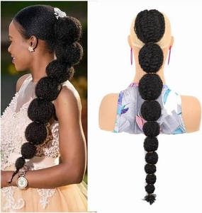Ponytail Hair Extension Synthetic Ponytail Hair Extension for Black Women, 18/24inch Afro Puff Bubble Lantern Braid Drawstring Ponytail Clip on Pony Tail Hair Extension Ponytail Hairpiece ( Size : 18i