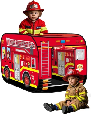 Pop Up Tent Kids: Fire Truck Tent, Pop - Up Playhouse Toy Suitable, Playhouse Toy Play Tents for Kids Aged 1-3 Years Old Boys and Girls(Fire Truck)