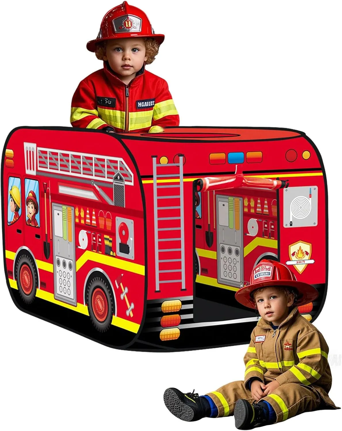 Pop Up Tent Kids: Fire Truck Tent, Pop - Up Playhouse Toy Suitable, Playhouse Toy Play Tents for Kids Aged 1-3 Years Old Boys and Girls(Fire Truck)