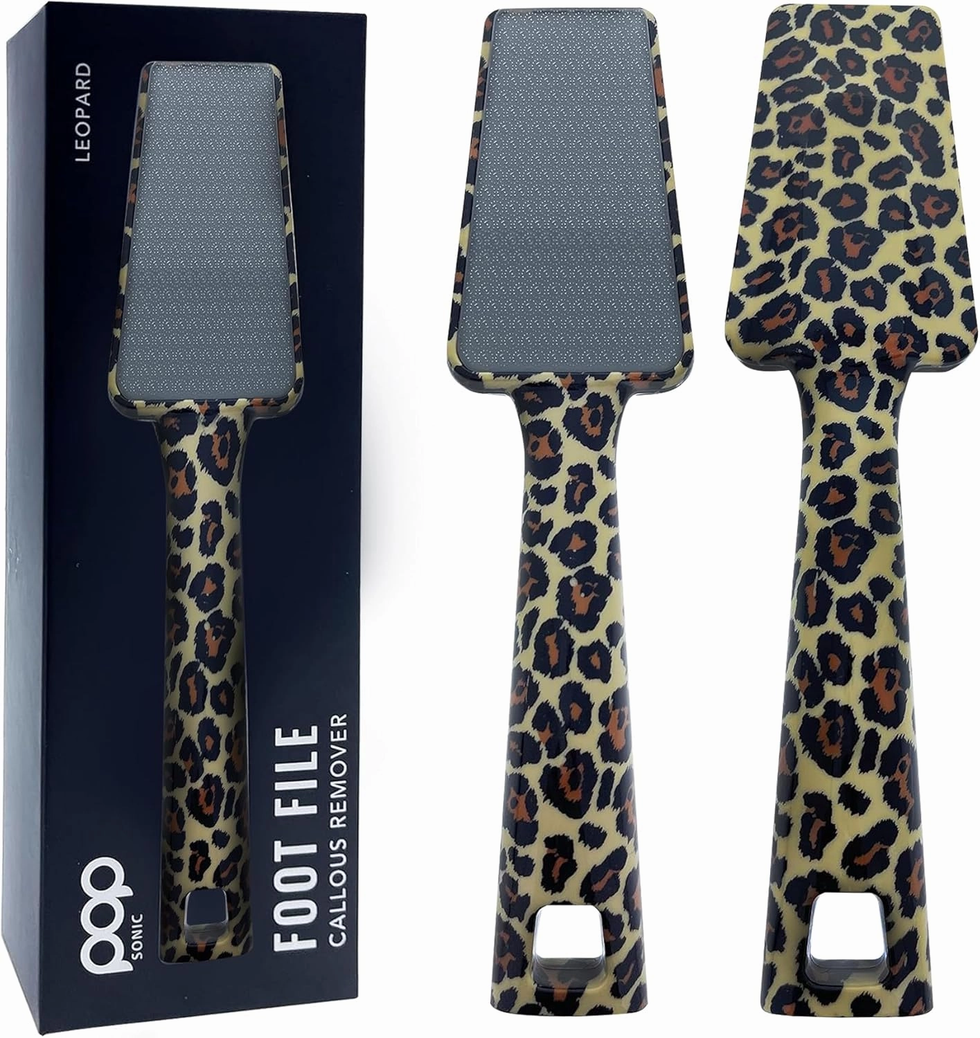 Pop Sonic Nano Glass Foot File (1 Unit) | Foot Callous Removal for Smooth, Soft Feet | Foot Scraper for Dead Skin Remover | Perfect Pedicure Tools at Home or Salon Use (Leopard)