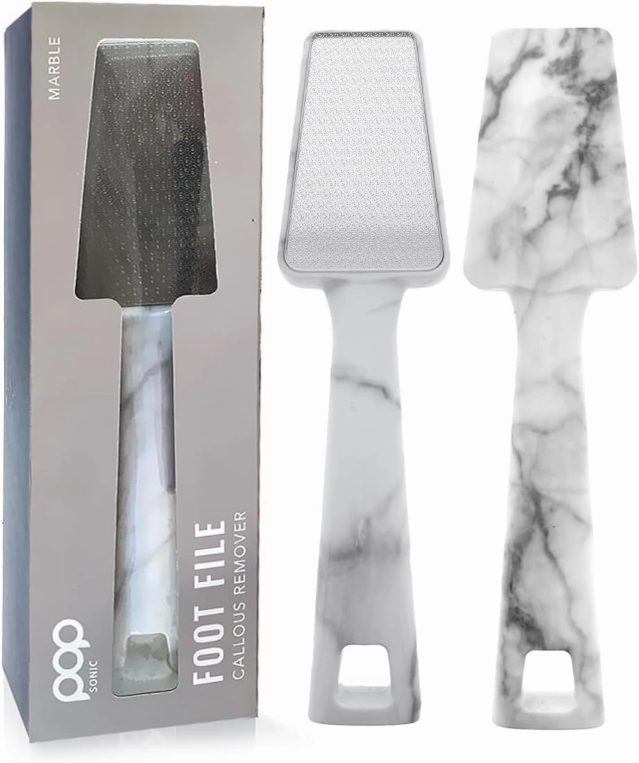 Pop Sonic Nano Glass Foot File (1 Unit) | Foot Callous Removal for Smooth, Soft Feet | Foot Scraper for Dead Skin Remover | Perfect Pedicure Tools at Home or Salon Use (Marble)