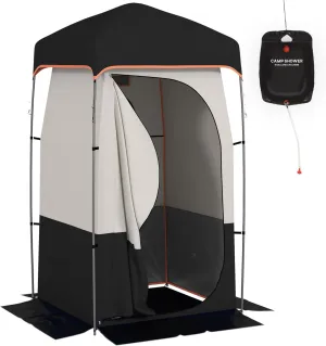 Portable Shower Tent with Solar Shower Bag, Privacy Shelter, Waterproof Camping Dressing Changing Room, Easy Set-Up Outdoor Bathroom