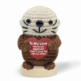 Positive Crochet Otter Gifts, Valentine’s Day Gift for Him & Her, I Love You Like No Other, Handmade Crochet Otter for Fiance Women Men Lover Valentine's Day(To My Love—Otter)