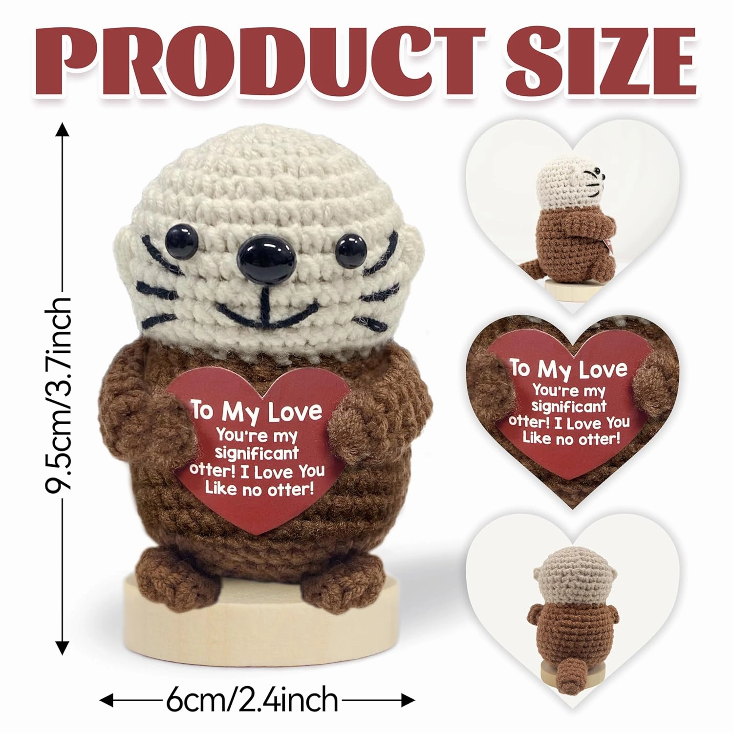 Positive Crochet Otter Gifts, Valentine’s Day Gift for Him & Her, I Love You Like No Other, Handmade Crochet Otter for Fiance Women Men Lover Valentine's Day(To My Love—Otter)