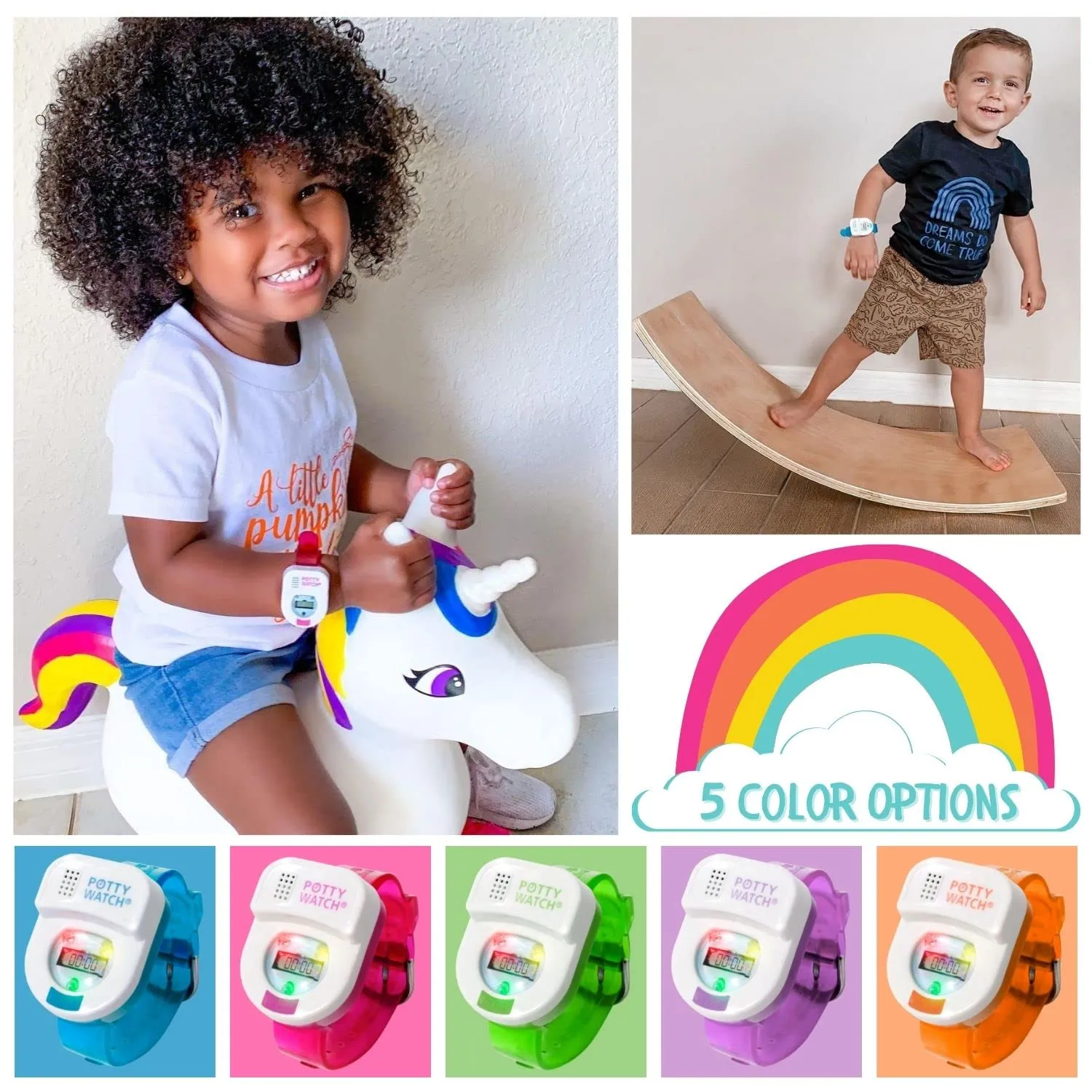 Potty Watch for Kids Potty Training - Potty Training Watch with 3 Fun Flashing Lights and Music - Water-Resistant Watch - Potty Watch Remind Kids Every 30, 60 or 90 Minutes - Pink