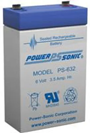 Power-Sonic PS-632 6Volt 3.5Ah Rechargeable SLA Battery
