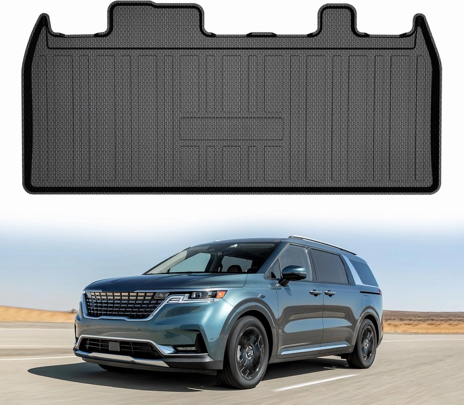 Powerty Cargo Mat for 2022-2025 Kia Carnival (Non-Hybrid) Accessories Trunk Mat TPE All Weather Cargo Liner Heavy-Duty Trunk Liners