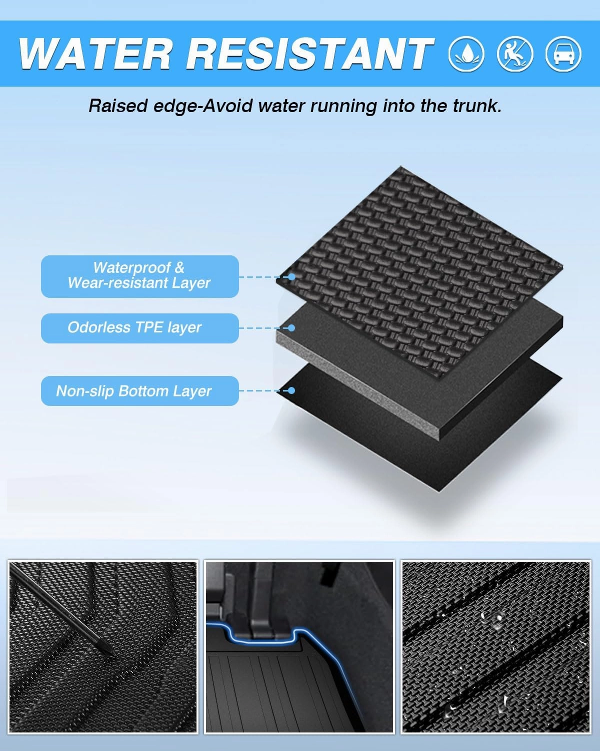 Powerty Cargo Mat for 2022-2025 Kia Carnival (Non-Hybrid) Accessories Trunk Mat TPE All Weather Cargo Liner Heavy-Duty Trunk Liners