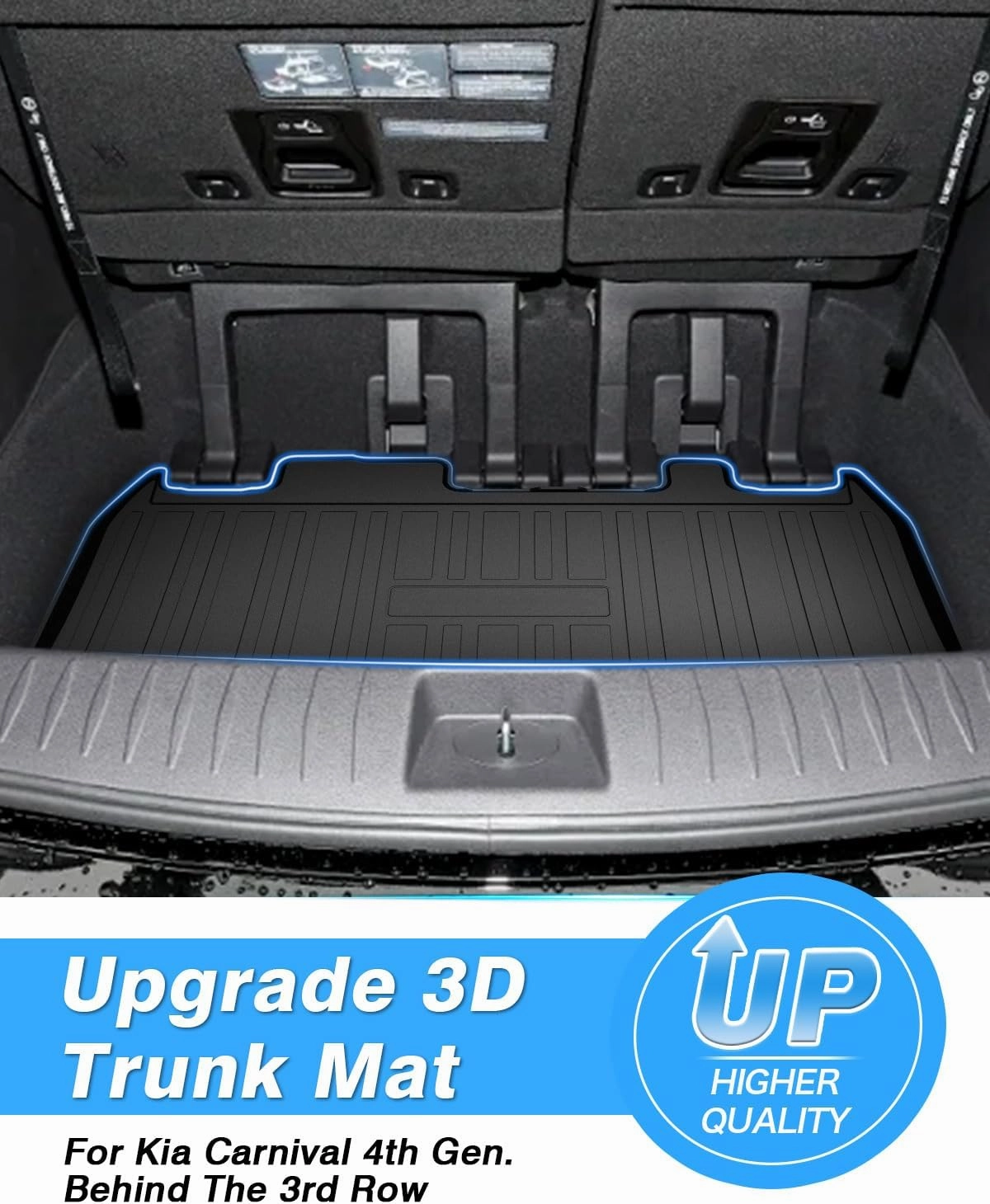 Powerty Cargo Mat for 2022-2025 Kia Carnival (Non-Hybrid) Accessories Trunk Mat TPE All Weather Cargo Liner Heavy-Duty Trunk Liners