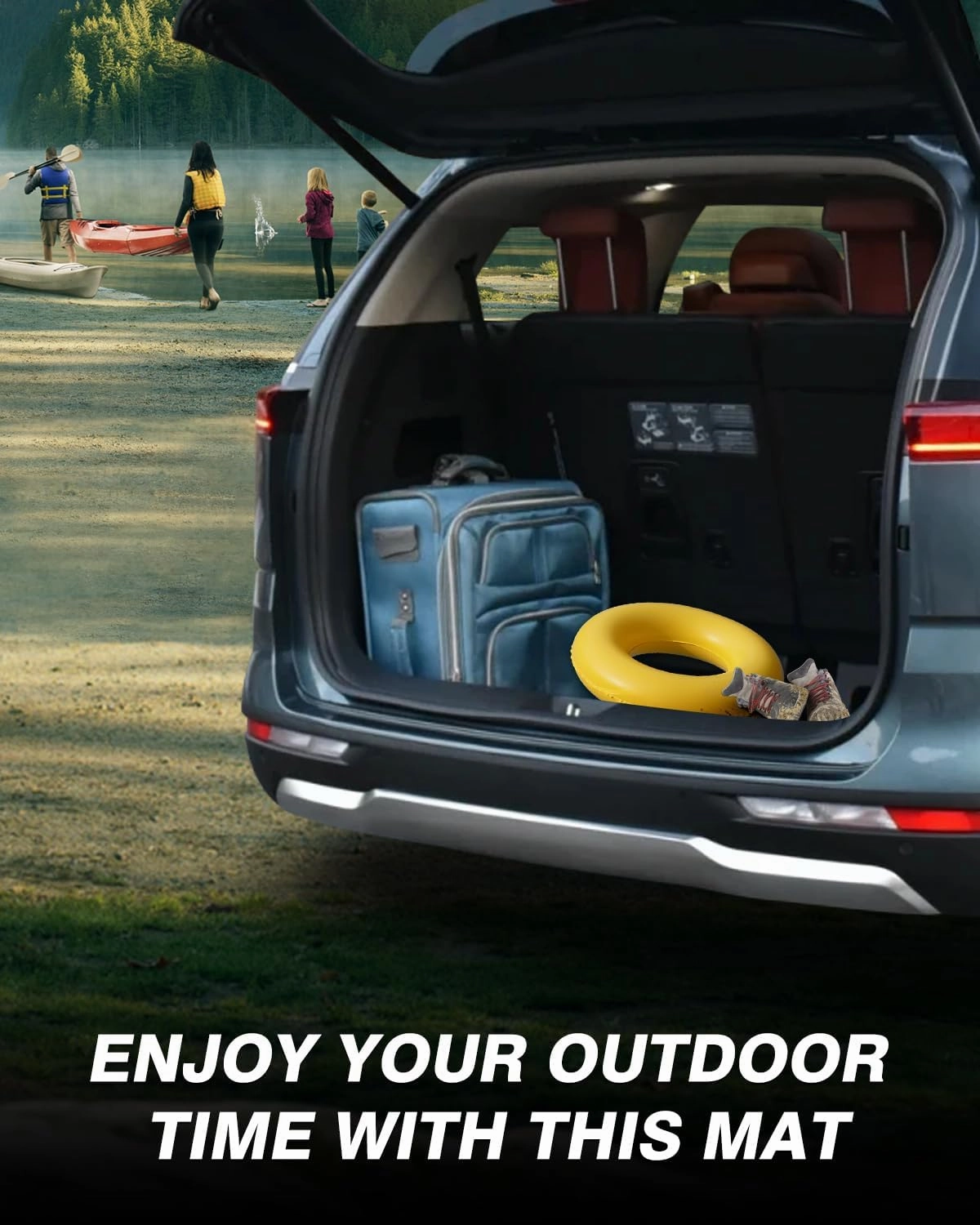Powerty Cargo Mat for 2022-2025 Kia Carnival (Non-Hybrid) Accessories Trunk Mat TPE All Weather Cargo Liner Heavy-Duty Trunk Liners
