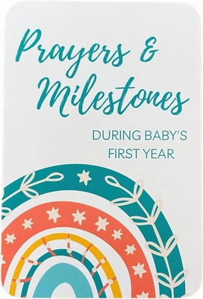 Prayer & Milestone Cards for Baby's First Year, Monthly Baby Milestone Cards, Unique First Time Mom Gift, Religious Baby Shower Gifts, Gender Neutral Rainbow Baby Gifts (Rainbow)