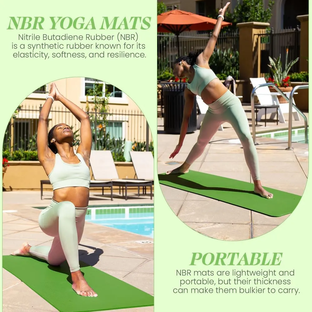 Premium Quality NBR made Yoga Mat with Carry strap for Floor Excercises | Non Slippery sweat resistant | Everyday Yoga | Indoor & Outdoor Excercises | Male and Female Fitness | Extra Cushion | Environmental Safe