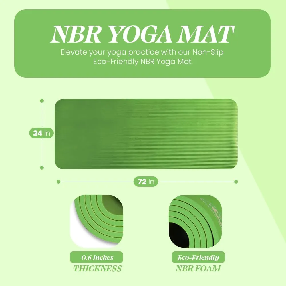 Premium Quality NBR made Yoga Mat with Carry strap for Floor Excercises | Non Slippery sweat resistant | Everyday Yoga | Indoor & Outdoor Excercises | Male and Female Fitness | Extra Cushion | Environmental Safe