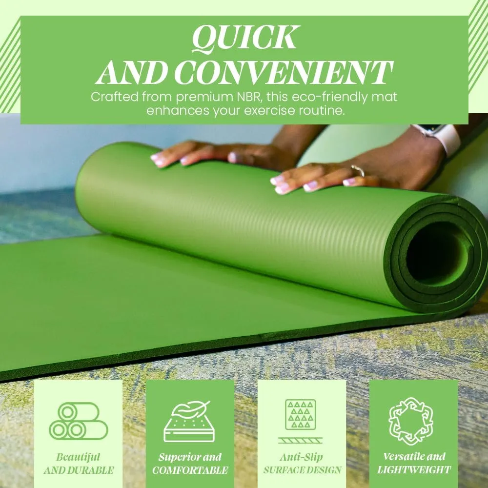 Premium Quality NBR made Yoga Mat with Carry strap for Floor Excercises | Non Slippery sweat resistant | Everyday Yoga | Indoor & Outdoor Excercises | Male and Female Fitness | Extra Cushion | Environmental Safe