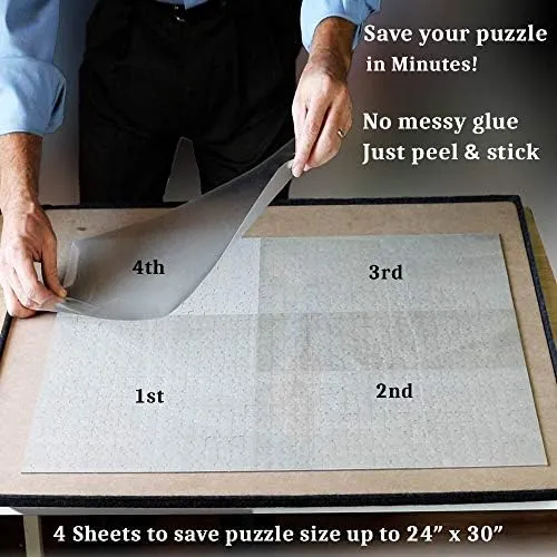 Preserve 2 x 1000 Piece Puzzle - Clear Puzzle Glue Sheets Extra Large Thick No Mess Jigsaw Puzzle Saver Peel and Stick Adhesive Backing to Preserve Frame Finished 24 x 30 Puzzles