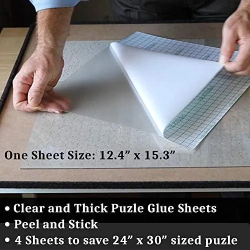 Preserve 2 x 1000 Piece Puzzle - Clear Puzzle Glue Sheets Extra Large Thick No Mess Jigsaw Puzzle Saver Peel and Stick Adhesive Backing to Preserve Frame Finished 24 x 30 Puzzles