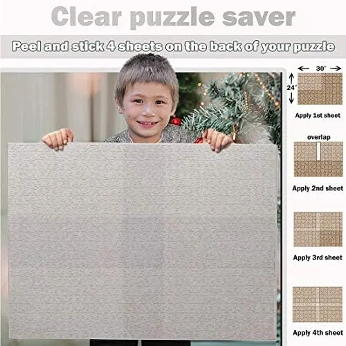 Preserve 2 x 1000 Piece Puzzle - Clear Puzzle Glue Sheets Extra Large Thick No Mess Jigsaw Puzzle Saver Peel and Stick Adhesive Backing to Preserve Frame Finished 24 x 30 Puzzles